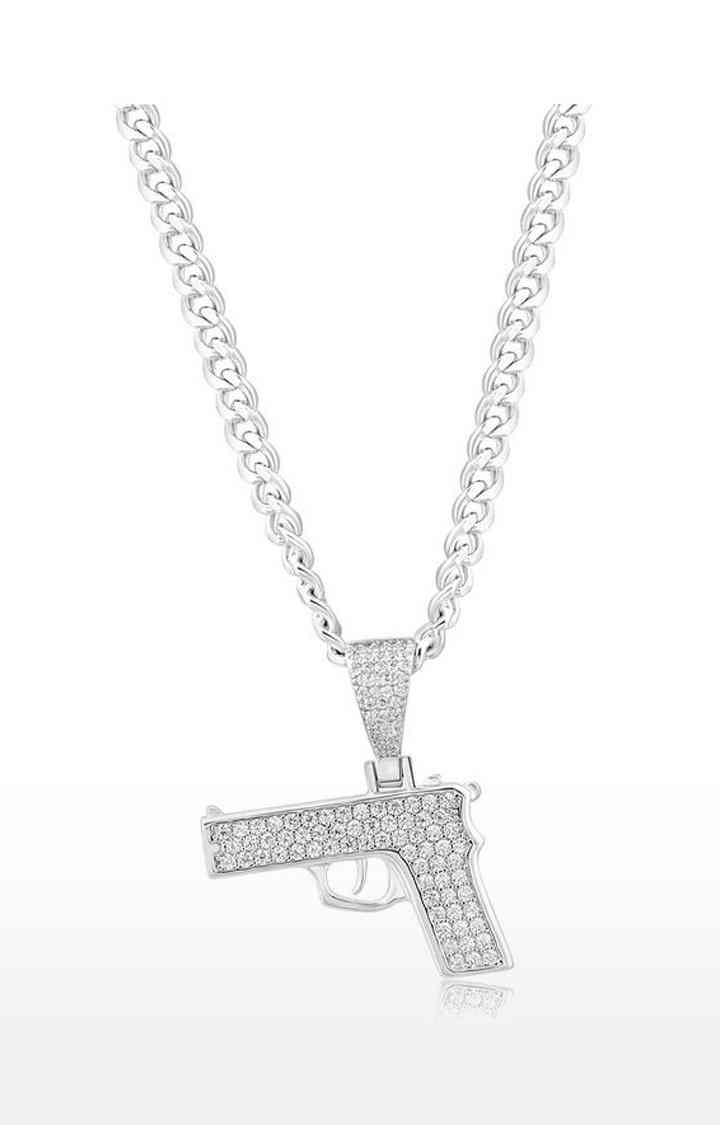 Unisex Silver Gun Pendant