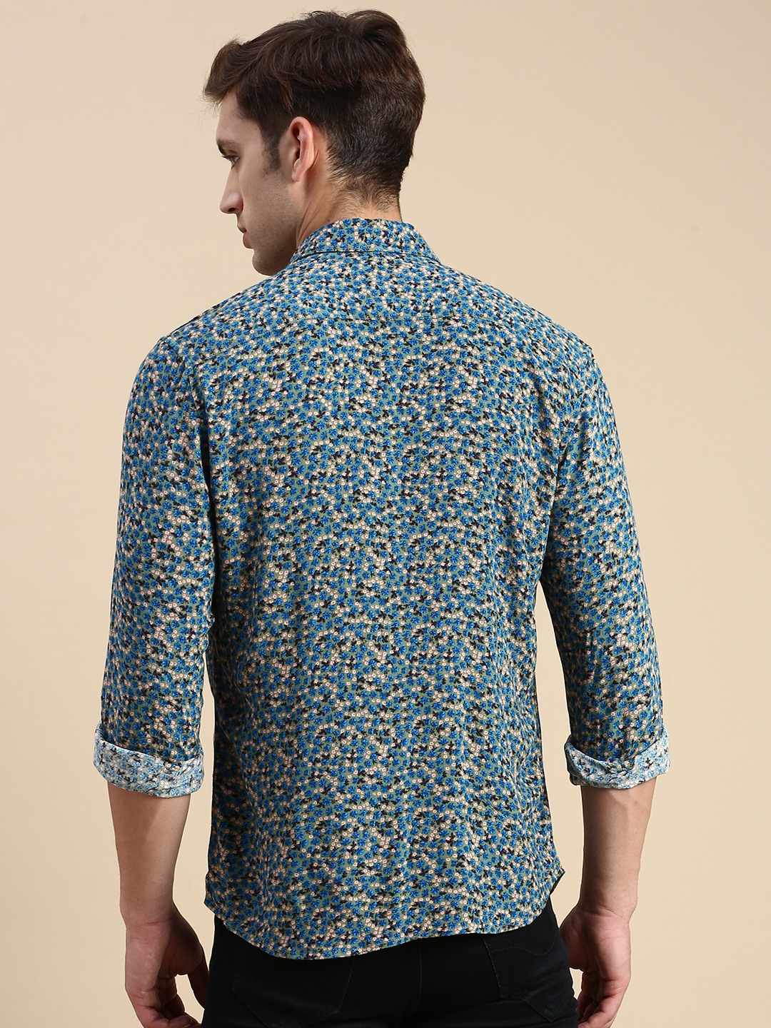 SHOWOFF Men's Spread Collar Multi Slim Fit Printed Shirt