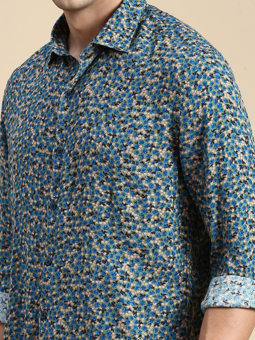 SHOWOFF Men's Spread Collar Multi Slim Fit Printed Shirt