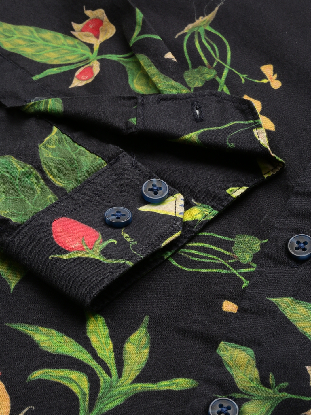 Showoff | SHOWOFF Men's Spread Collar Navy Blue Slim Fit Printed Shirt 7