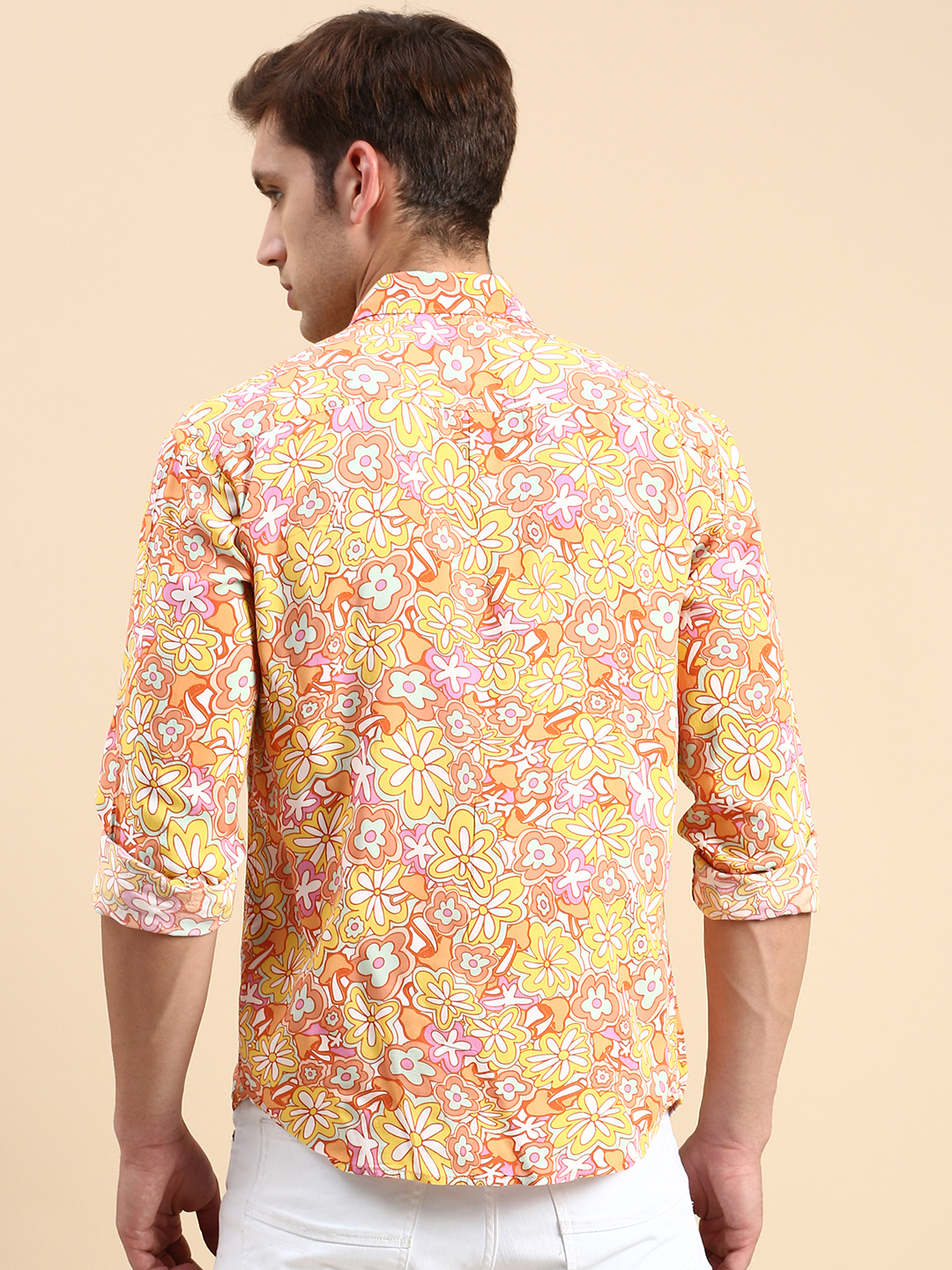 SHOWOFF Men's Spread Collar Multi Slim Fit Printed Shirt