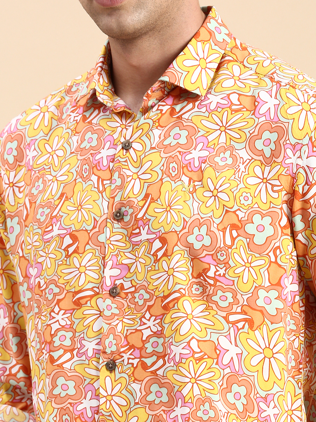 SHOWOFF Men's Spread Collar Multi Slim Fit Printed Shirt