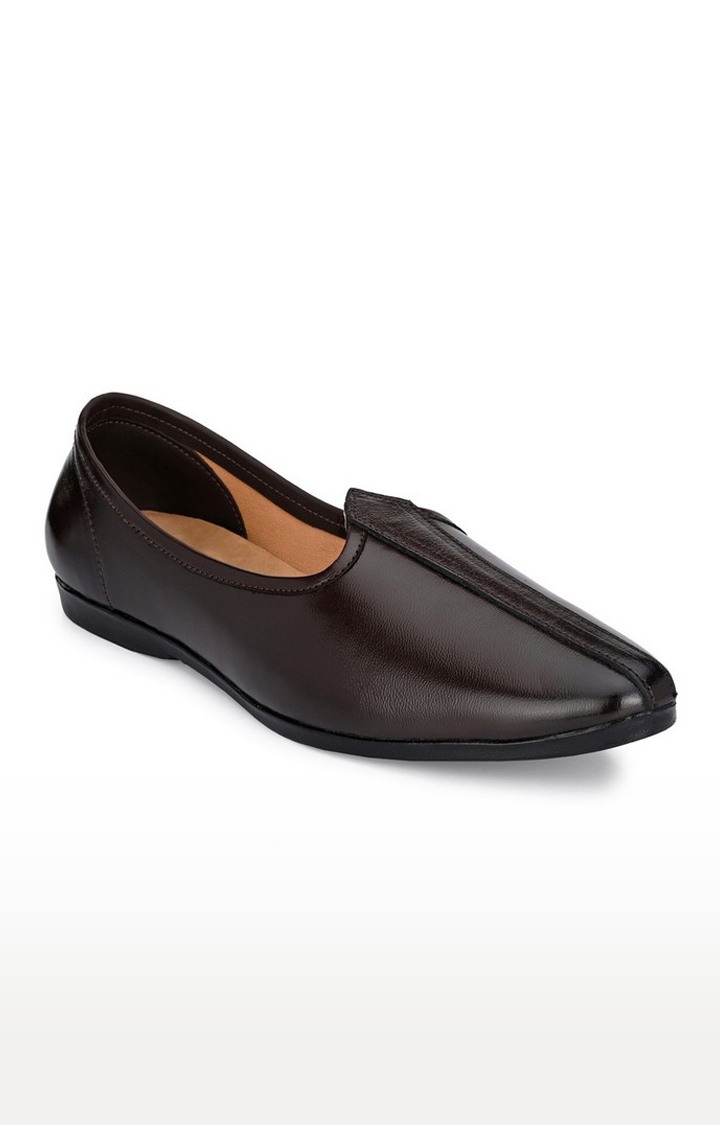 Guava Men s Genuine Leather Jalsa Ethnic Mojris Shoes Brown