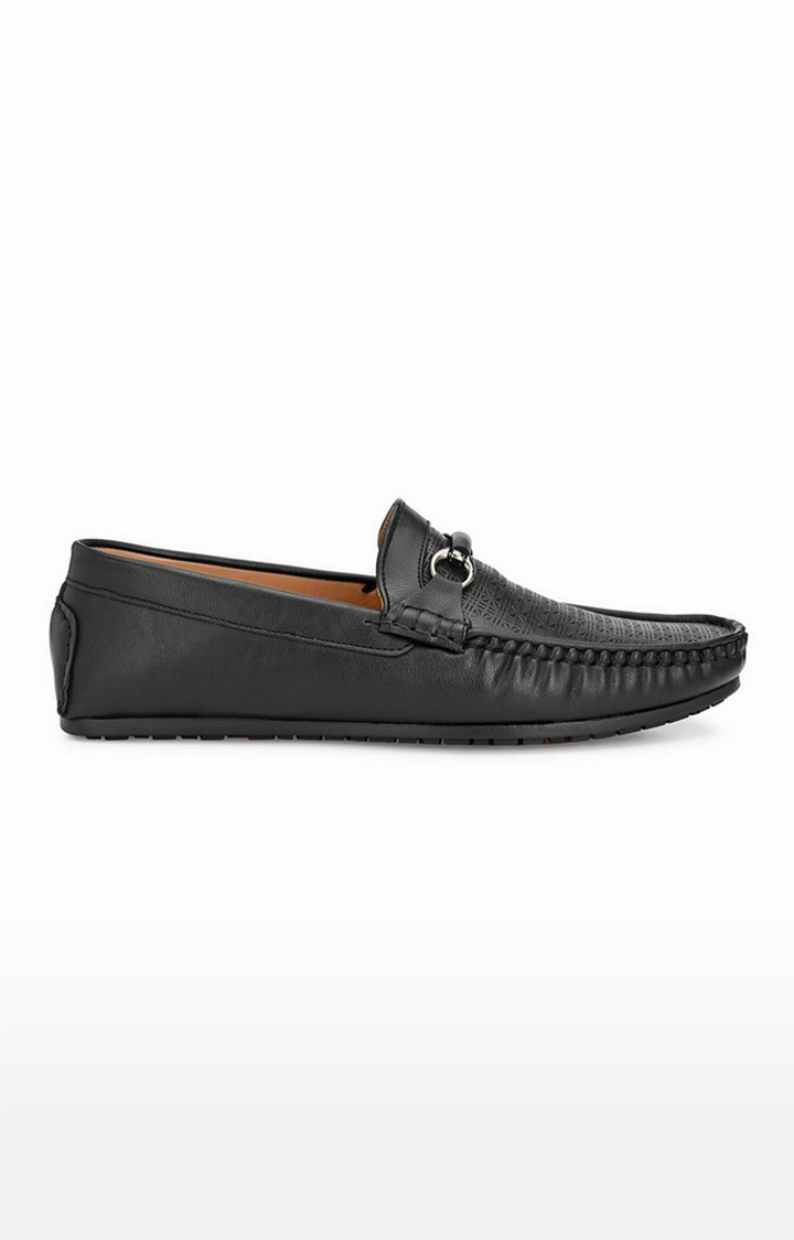 Guava Texture Embossed 360 Flexible Slip-on Driving Loafer Shoes - Black