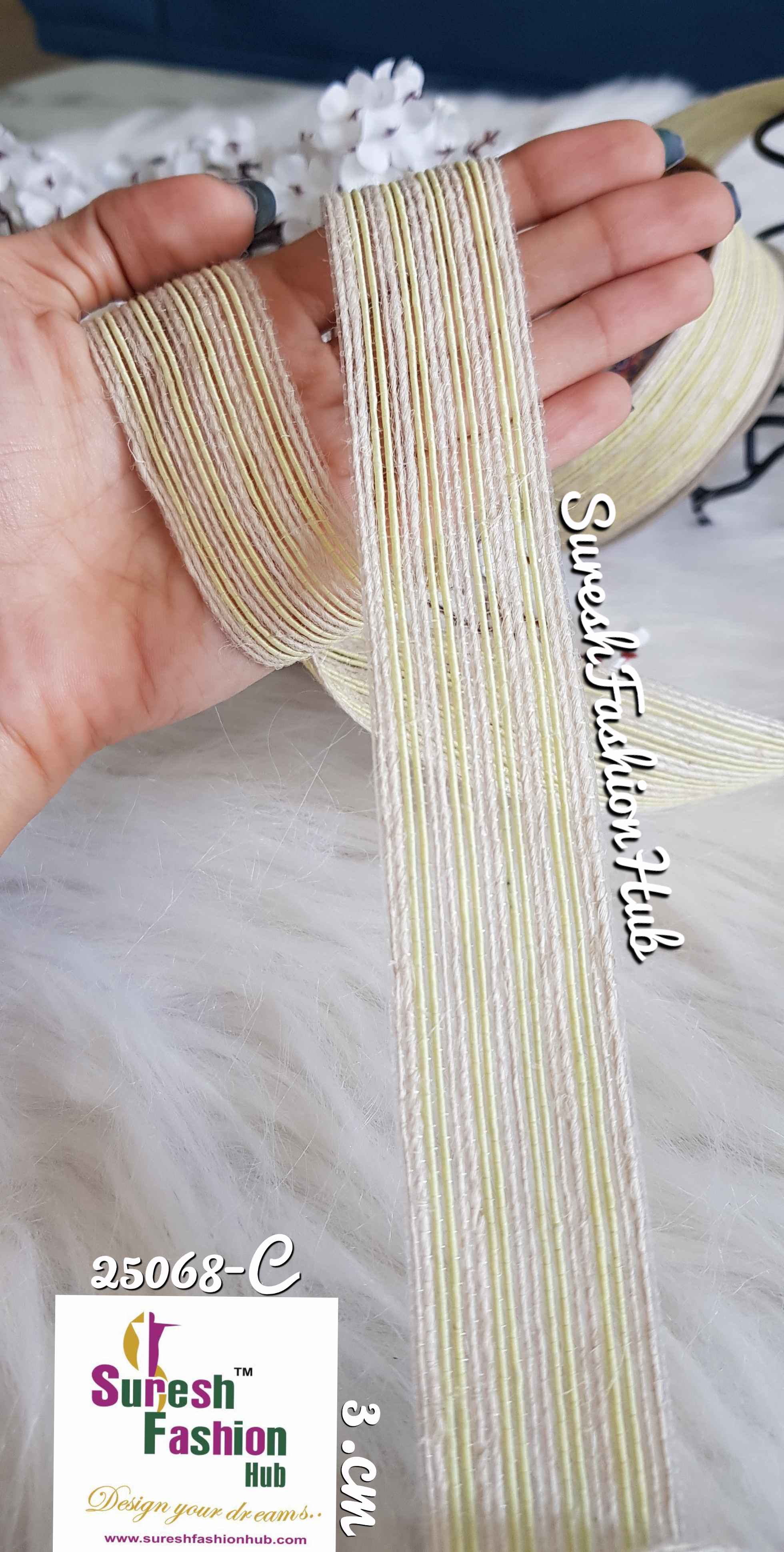 White & Lemon Yellow Striped Trim