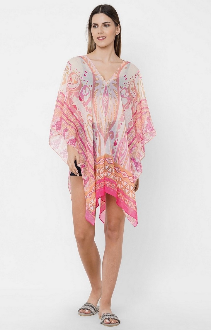 Get Wrapped | Get Wrapped Printed Multicolor Beach Cover-Up Dress - Combo Pack of 2 1