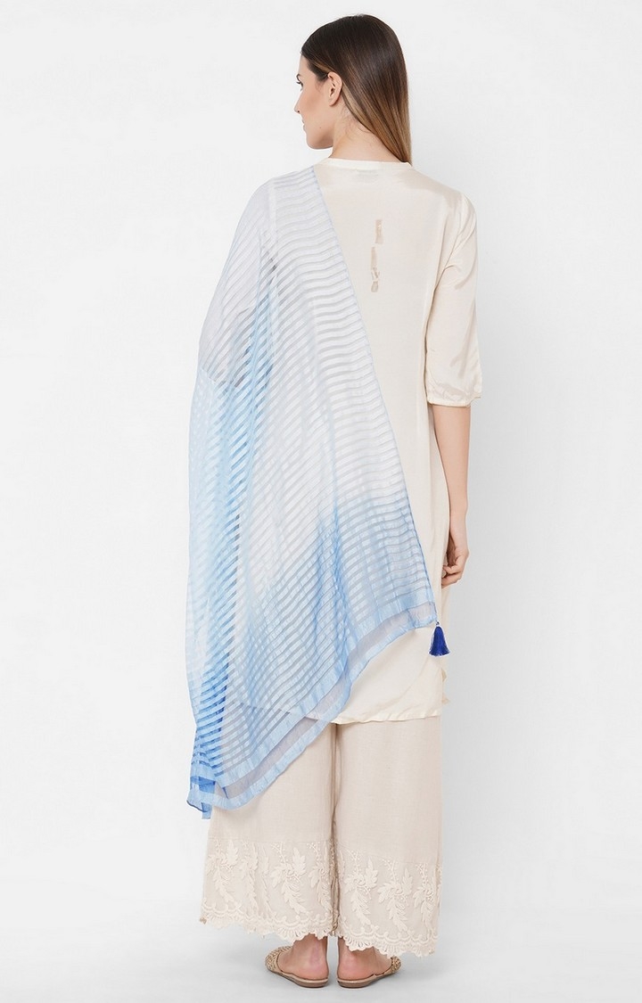 Get Wrapped | Get Wrapped Textured Shaded Blue Dupatta with Tassels 3