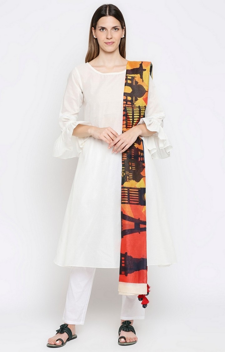 Get Wrapped | Get Wrapped Digital Multi-Coloured Dupatta with Fancy Tassels For Women 0