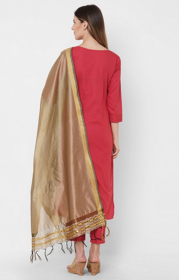 Get Wrapped | Get Wrapped Polyester Gold Border Dupatta with Embroidery for Women - Pack of 2 3