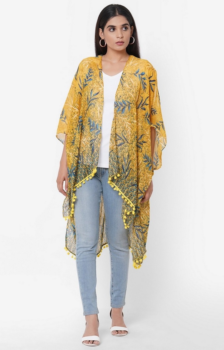 Get Wrapped | Get Wrapped Multicolour Printed Kimonos with fancy Pom Pom for Women -  Combo Pack of 2 1