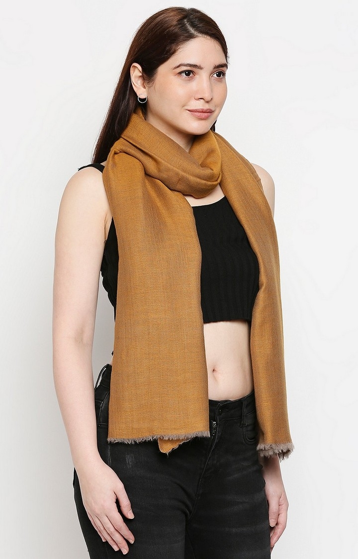 Get Wrapped | Get Wrapped Beige Reversible Shawl with Raw Fringes for Women 3