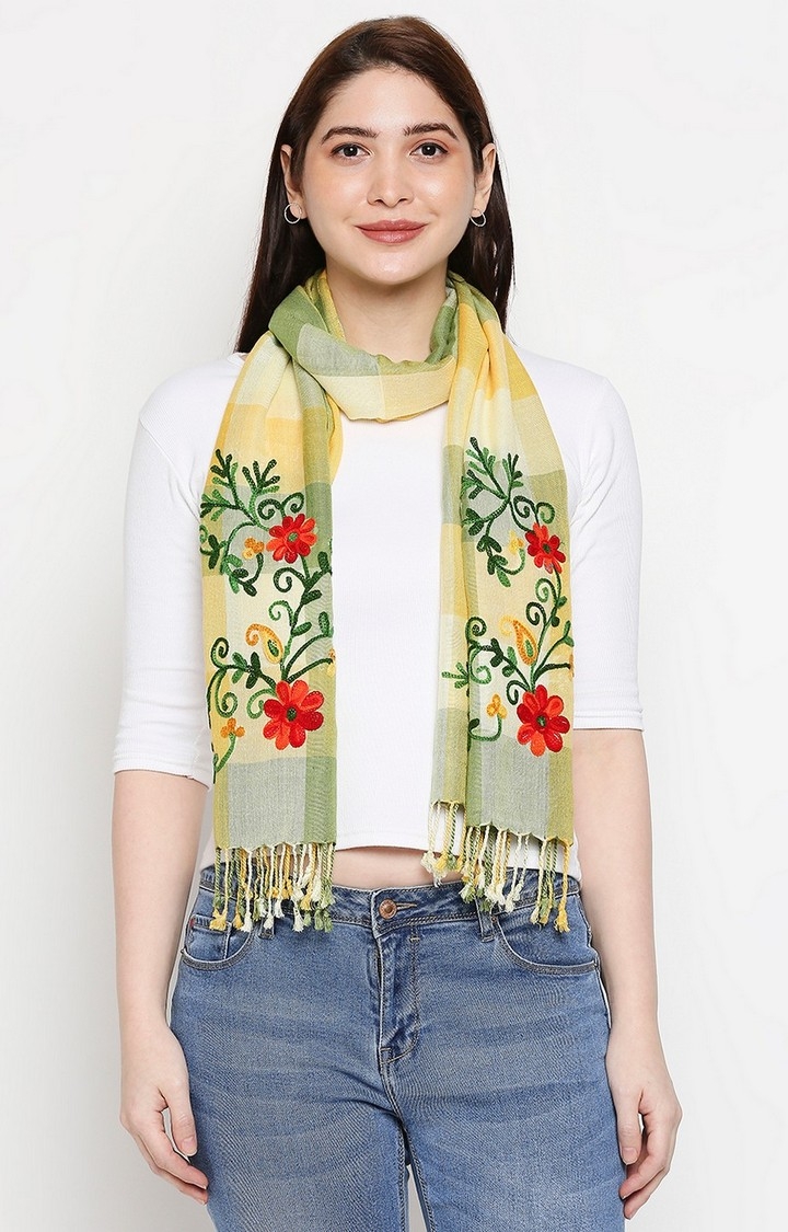 Get Wrapped | Get Wrapped Multi-Coloured Yarn Dyed Scarf with Embroidery for Women 0