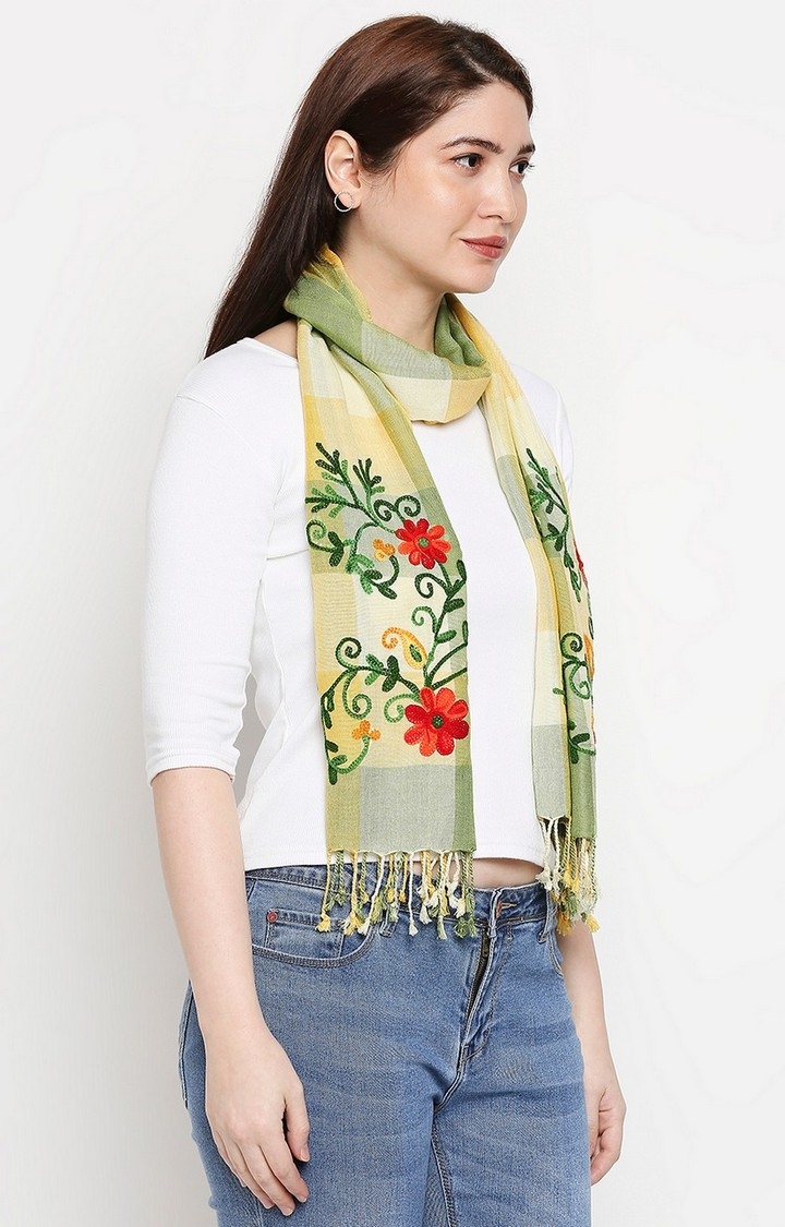 Get Wrapped | Get Wrapped Multi-Coloured Yarn Dyed Scarf with Embroidery for Women 3