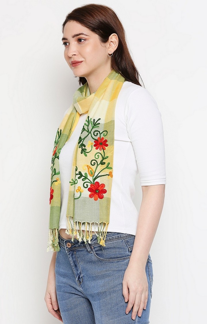 Get Wrapped | Get Wrapped Multi-Coloured Yarn Dyed Scarf with Embroidery for Women 2