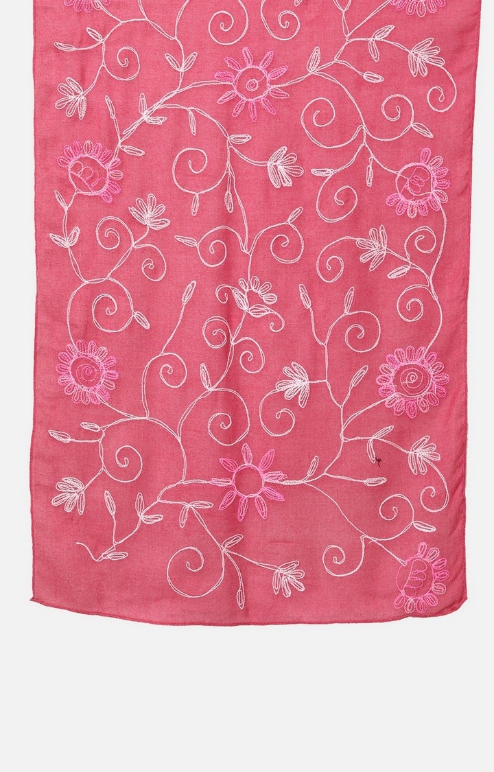 Get Wrapped | Get Wrapped All Over Embroidered Pink Scarf for Women 3