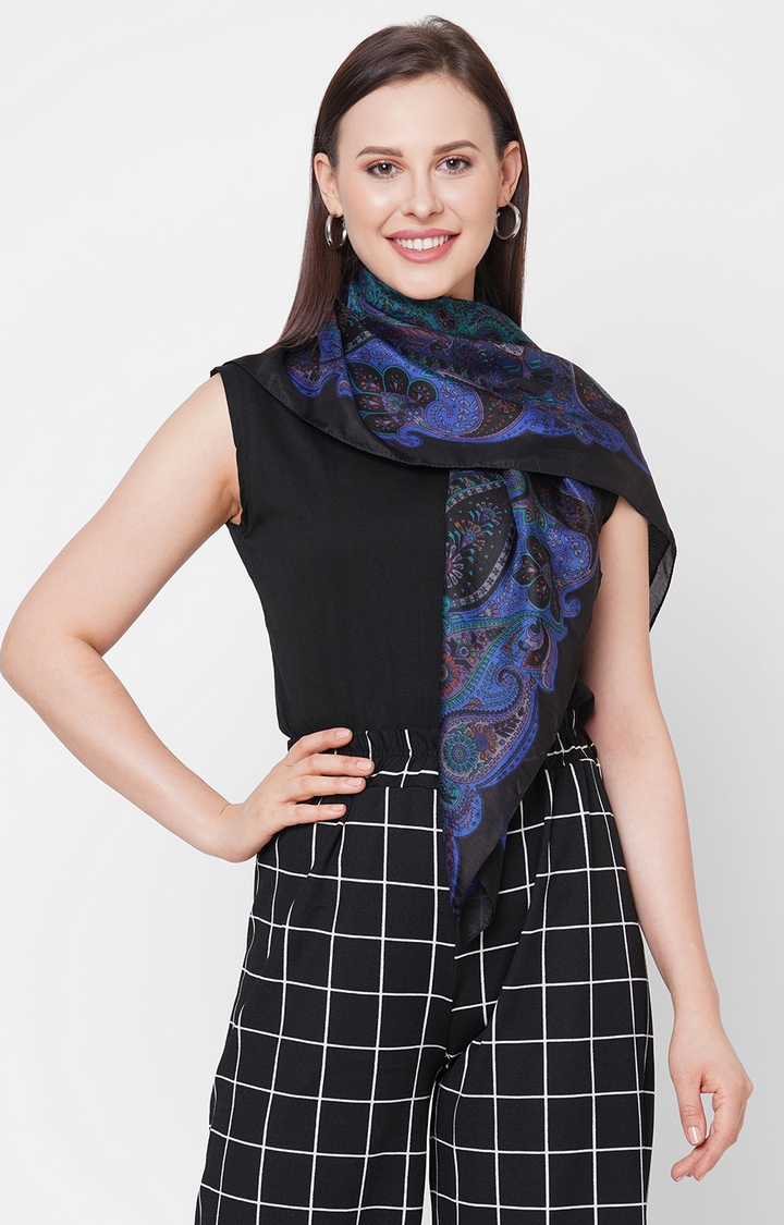 Get Wrapped | Get Wrapped Multi-Coloured Printed Soft Silk Square Scarf For Women 0