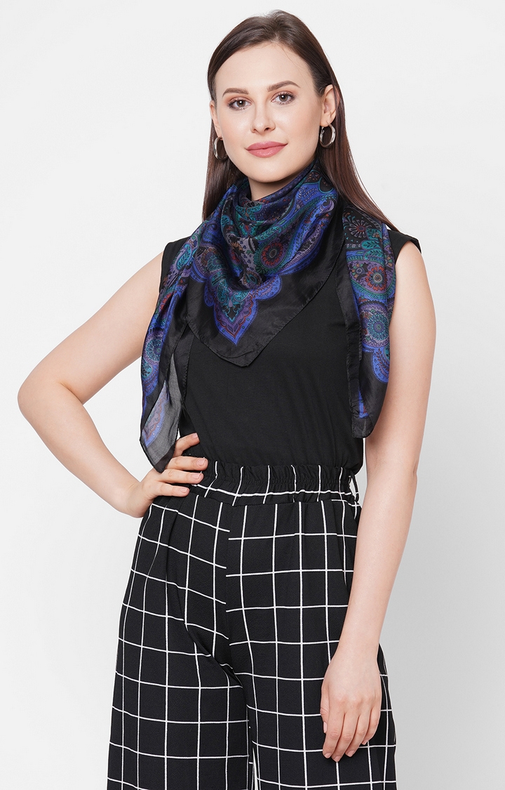 Get Wrapped | Get Wrapped Multi-Coloured Printed Soft Silk Square Scarf For Women 2