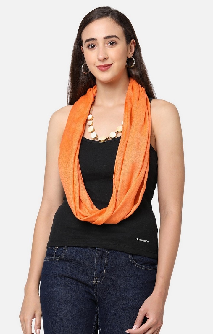 Get Wrapped | Get Wrapped Orange Jewelled Scarf with Removable Jewellery for Women 0