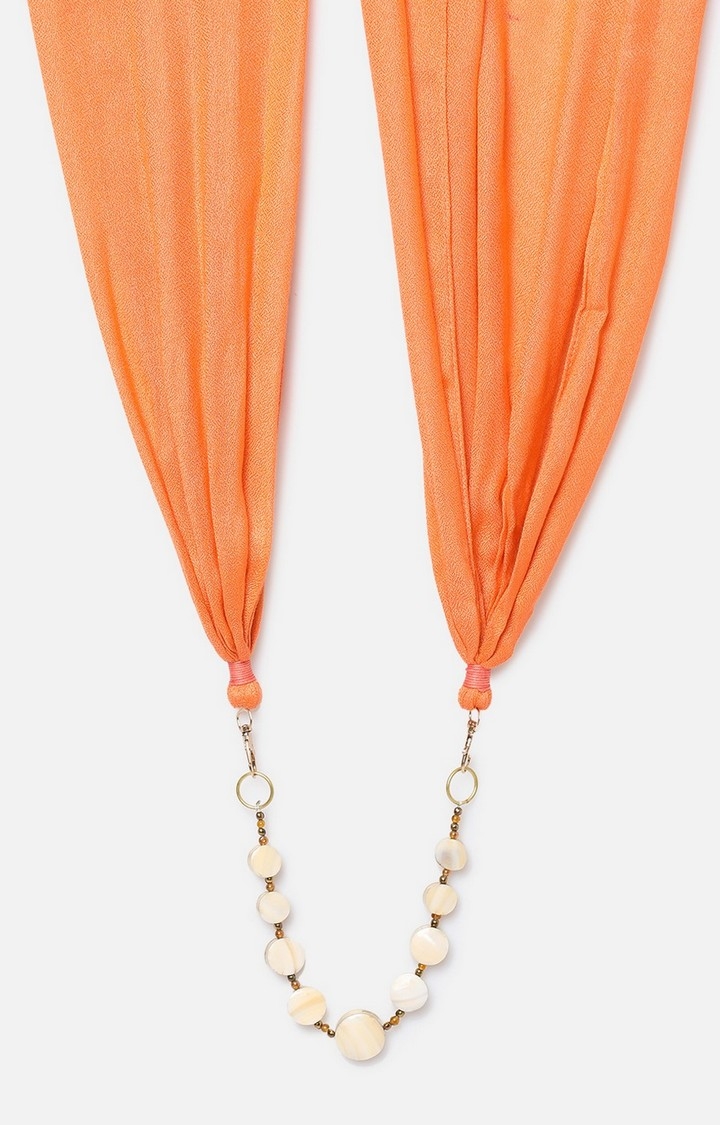 Get Wrapped | Get Wrapped Orange Jewelled Scarf with Removable Jewellery for Women 4