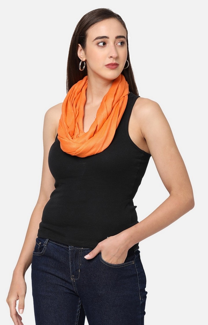 Get Wrapped | Get Wrapped Orange Jewelled Scarf with Removable Jewellery for Women 2