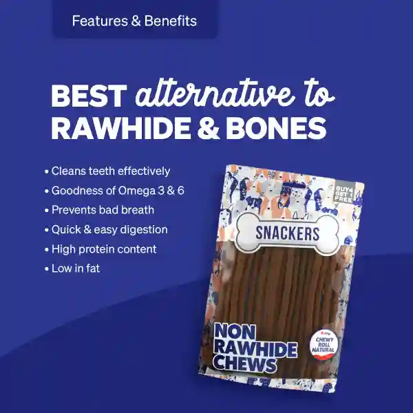 Snackers Non Rawhide Chews Chewy Roll Natural - 225g
