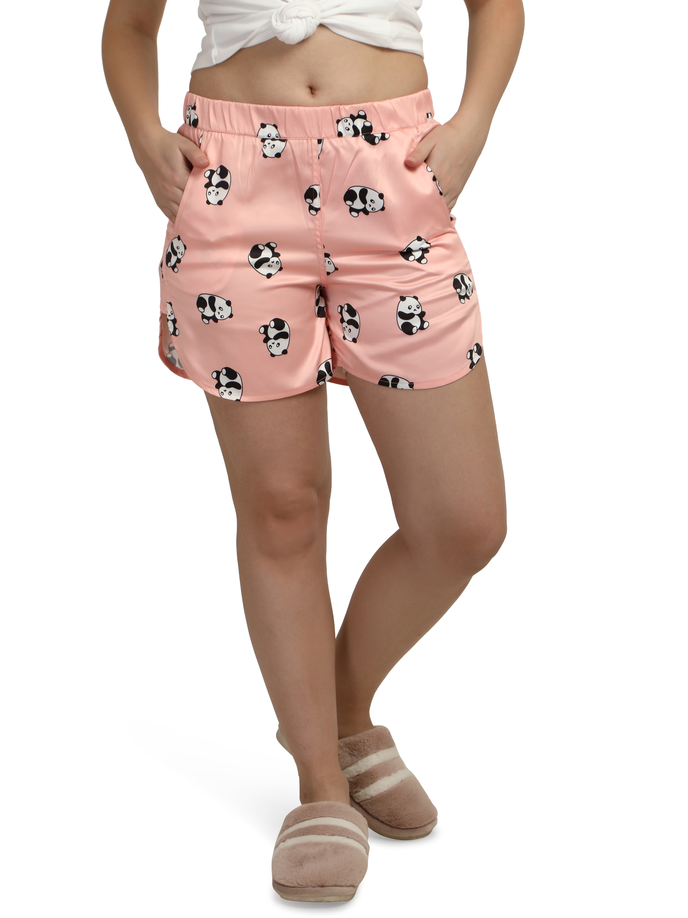 Smarty Pants | Smarty Pants women's pink color panda print lounge Shorts. 0