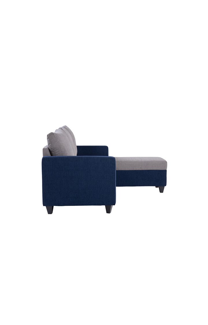 neudot Saya LHS Sectional Sofa for Living Room |4 Person Sofa| Premium Fabric with Cushioned Armrest | 12 Months Warranty| Solid Wood Frame| 4 Seater in Saya Duo Blue Color DIY(Do-It-Yourself)