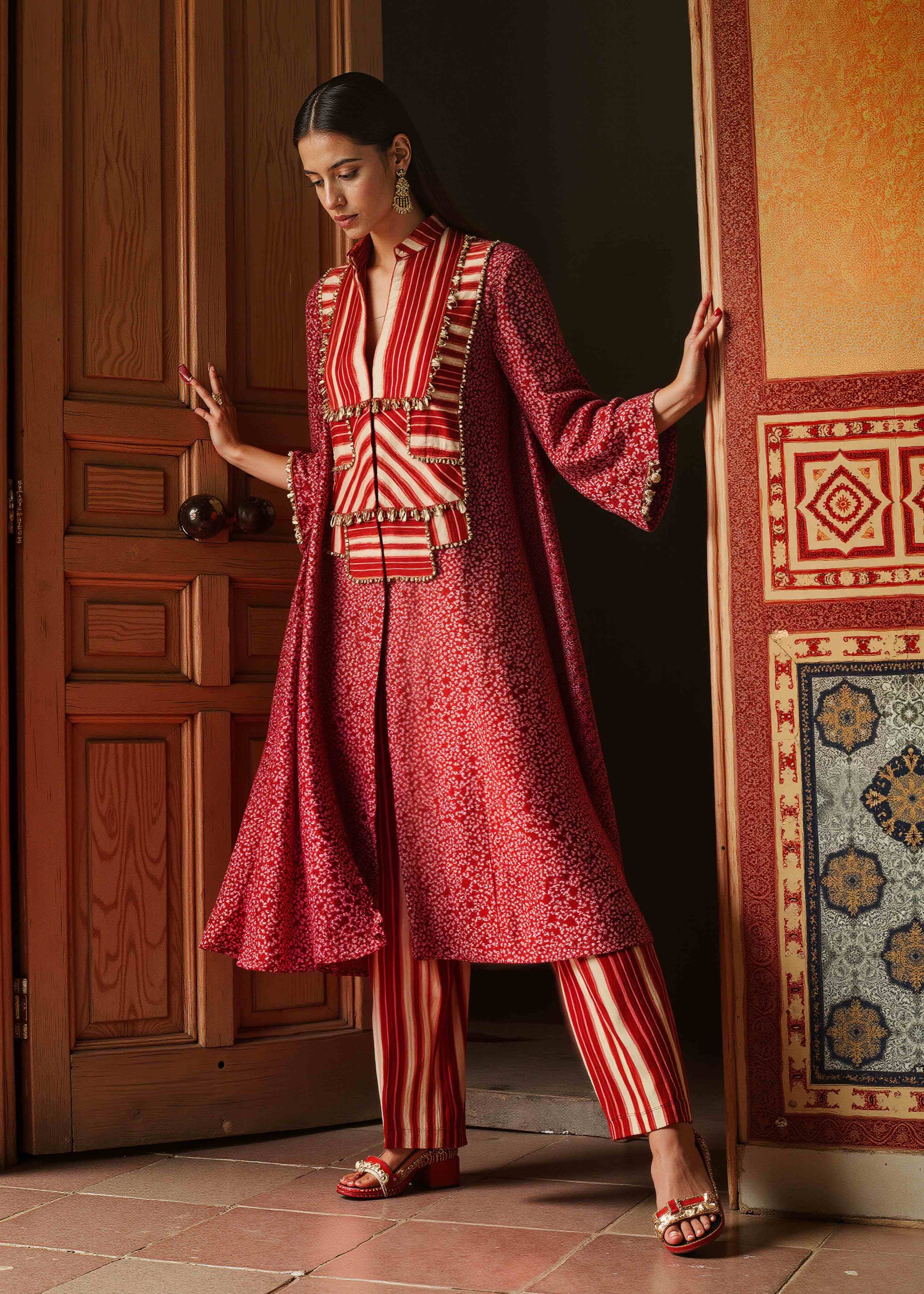 Maroon D-Cut Kurta