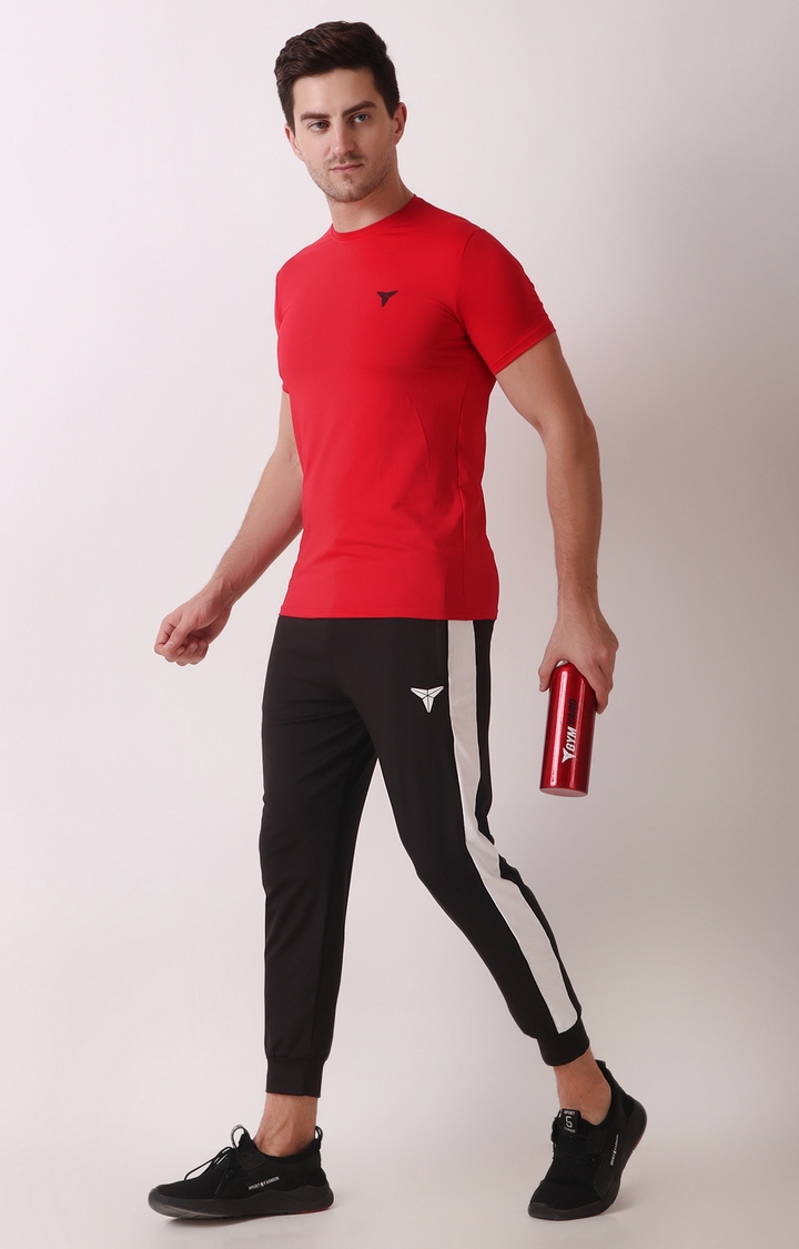 GYMYARD | Men's Black Lycra Solid Activewear Joggers 1