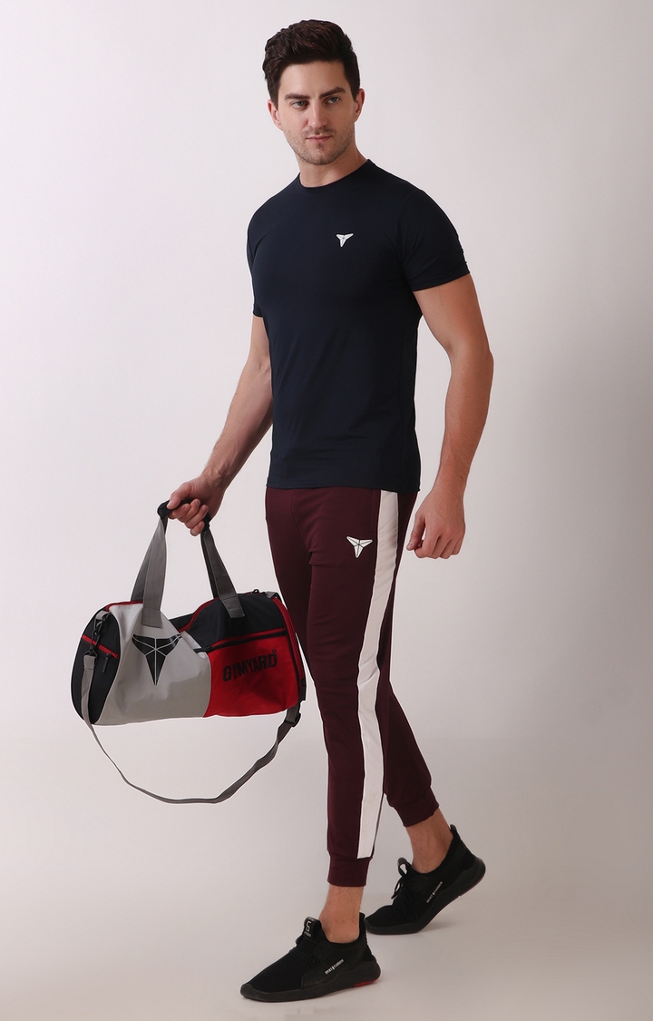 GYMYARD | Men's Wine Lycra Solid Activewear Joggers 1