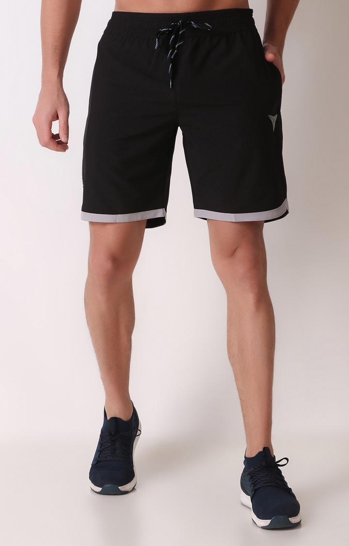 GYMYARD | Men's Black Polyester Solid Activewear Shorts 0