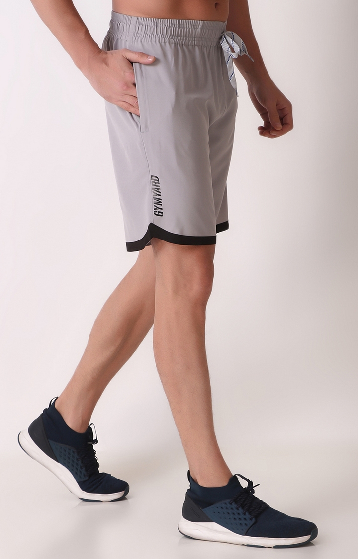GYMYARD | Men's Grey Polyester Solid Activewear Shorts 2