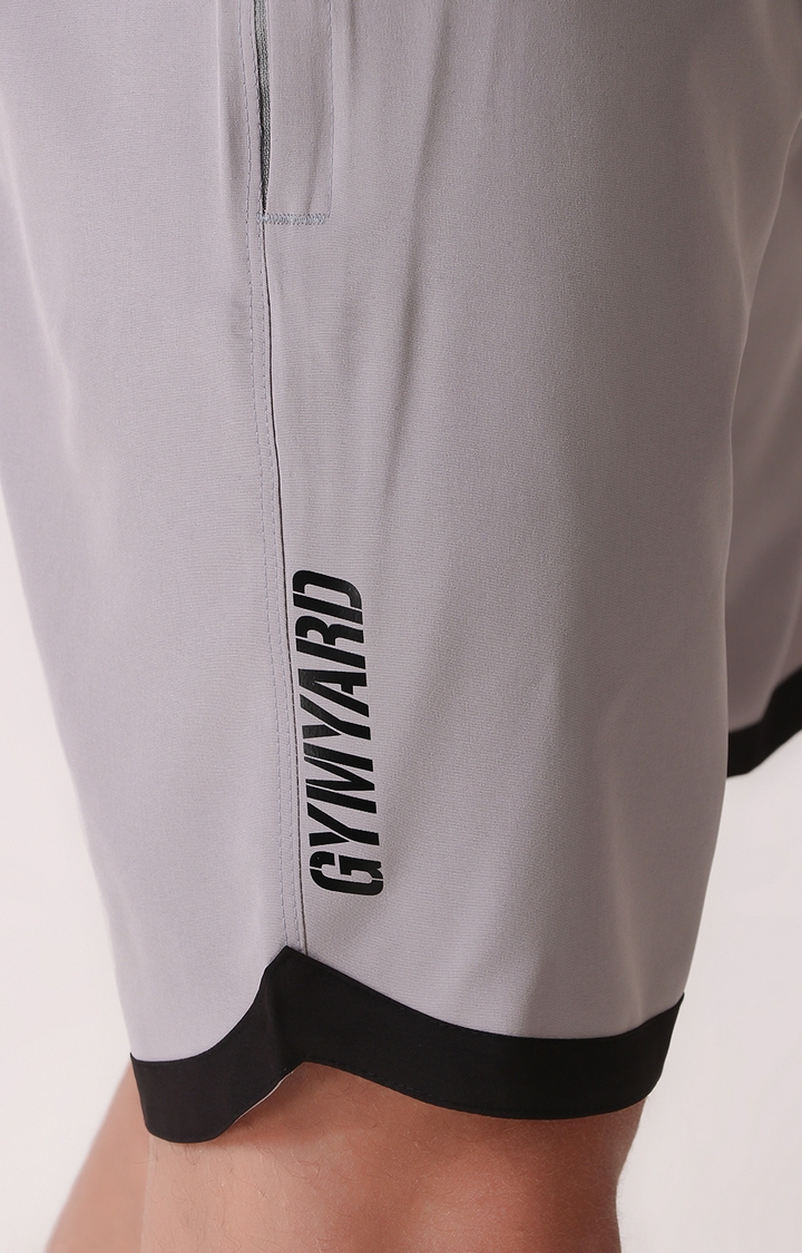 GYMYARD | Men's Grey Polyester Solid Activewear Shorts 5