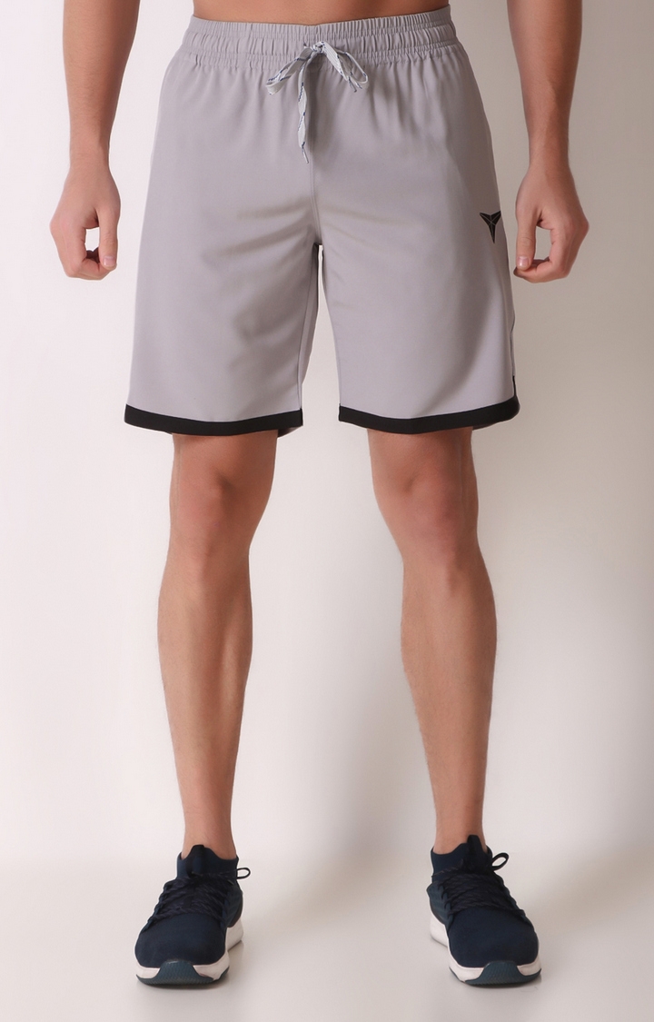 GYMYARD | Men's Grey Polyester Solid Activewear Shorts 0