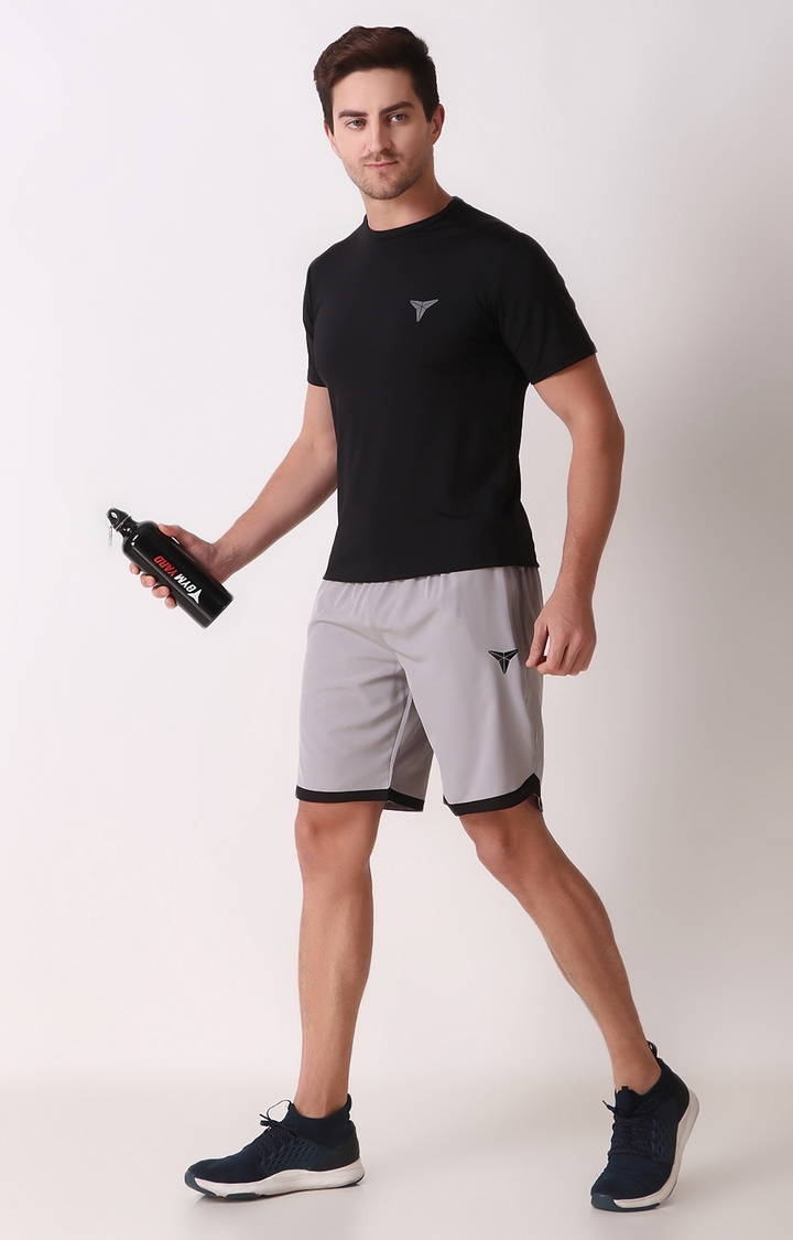 GYMYARD | Men's Grey Polyester Solid Activewear Shorts 1