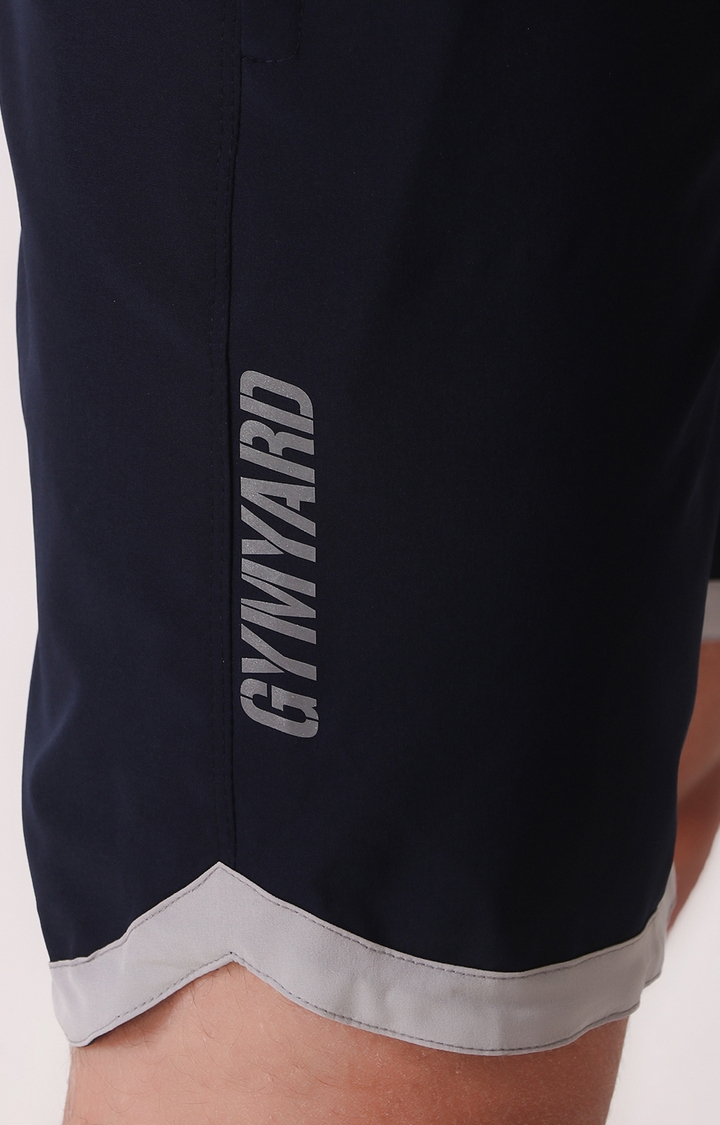 GYMYARD | Men's Navy Blue  Polyester Solid Activewear Shorts 5