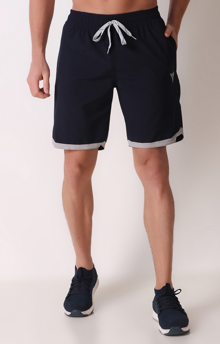 GYMYARD | Men's Navy Blue  Polyester Solid Activewear Shorts 0