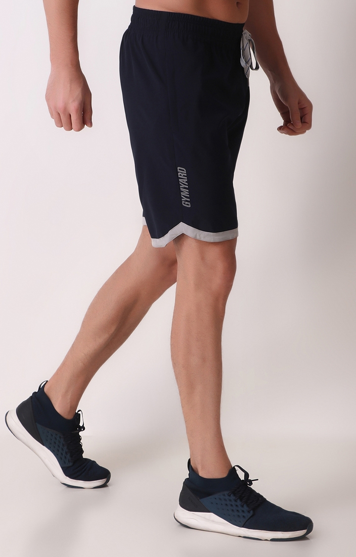 GYMYARD | Men's Navy Blue  Polyester Solid Activewear Shorts 2