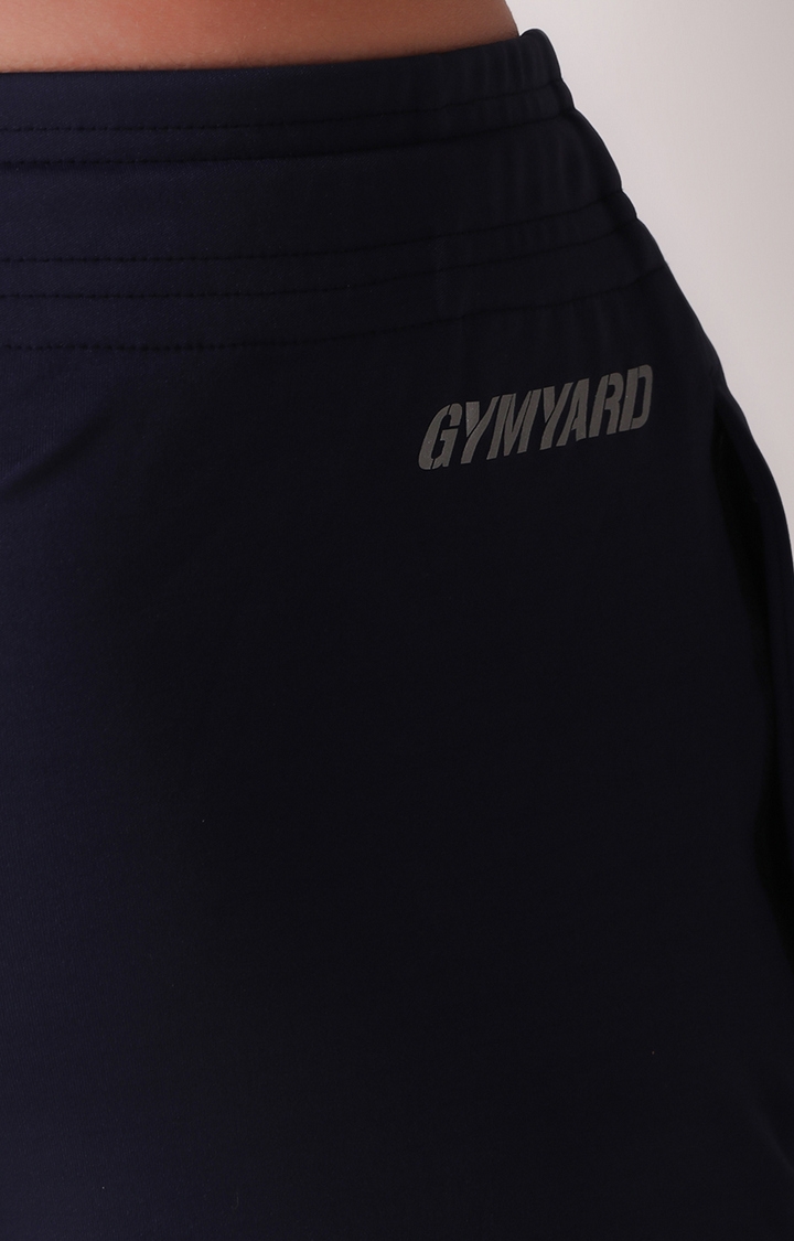 GYMYARD | Men's Navy Blue Lycra Solid Trackpant 5