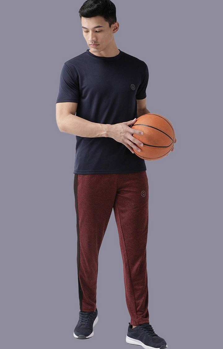 Men's Navy Blue Solid Polyester Activewear T-Shirt