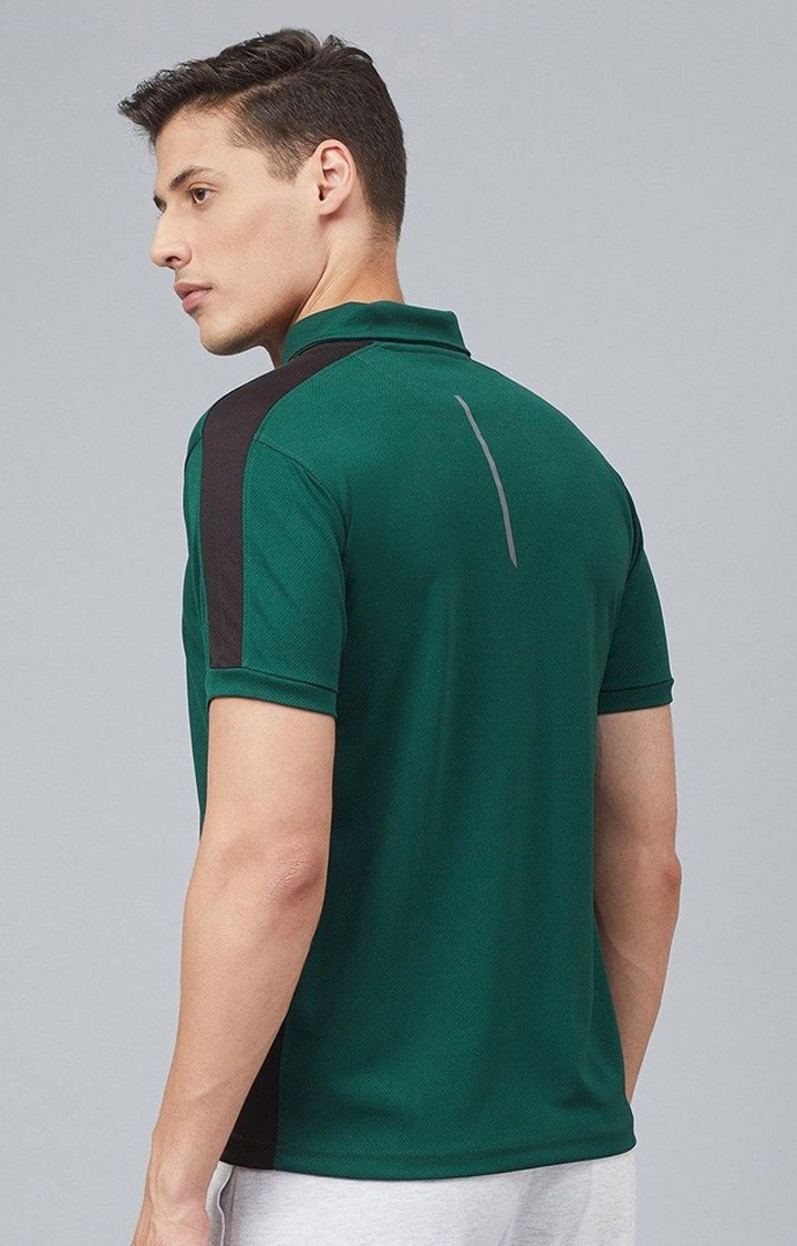 Men's Green Solid Polyester Activewear T-Shirt