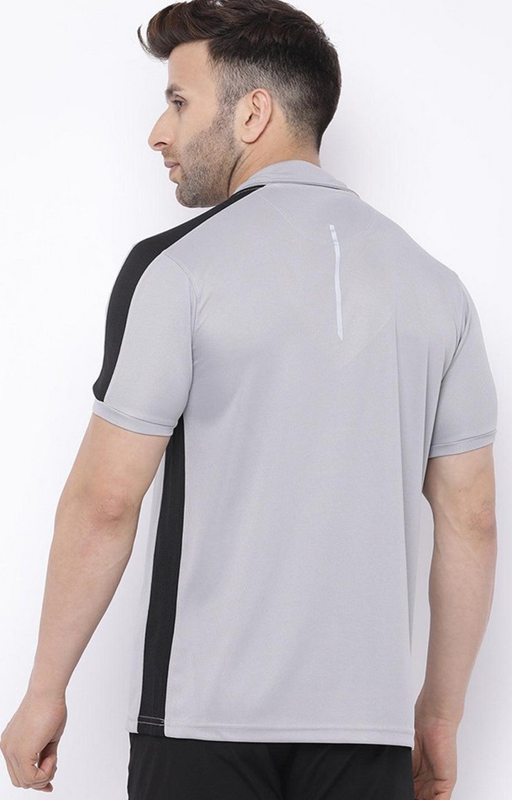 Men's Grey Solid Polyester Activewear T-Shirt