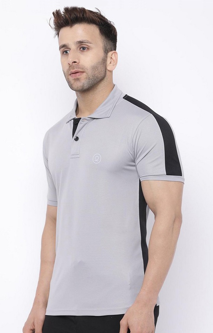 Men's Grey Solid Polyester Activewear T-Shirt