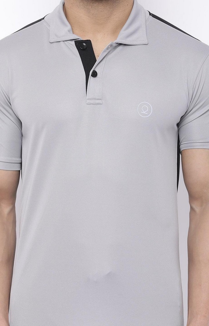 Men's Grey Solid Polyester Activewear T-Shirt