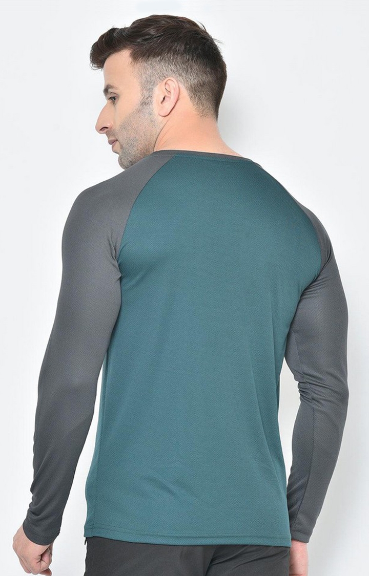 Men's Green Solid Polyester Activewear T-Shirt