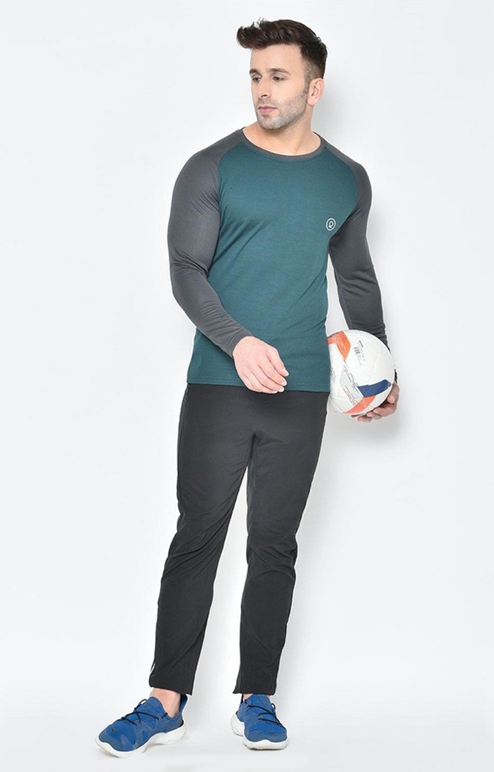 Men's Green Solid Polyester Activewear T-Shirt