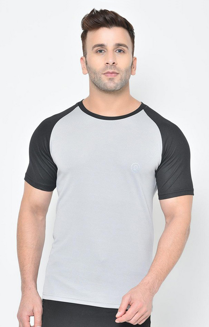 Men's Black Solid Polyester Activewear T-Shirt