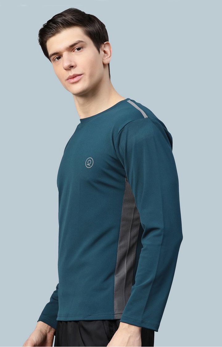 Men's Blue Solid Polyester Activewear T-Shirt - CHKOKKO