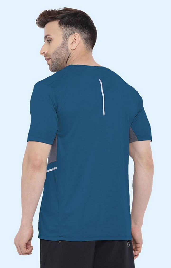 Buy Men Polyester Basic Gym T-Shirt - Solid Blue Online