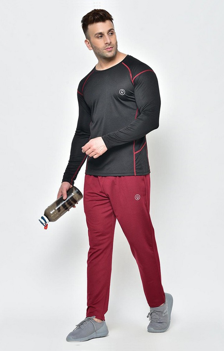 Men's Black Solid Polyester Activewear T-Shirt